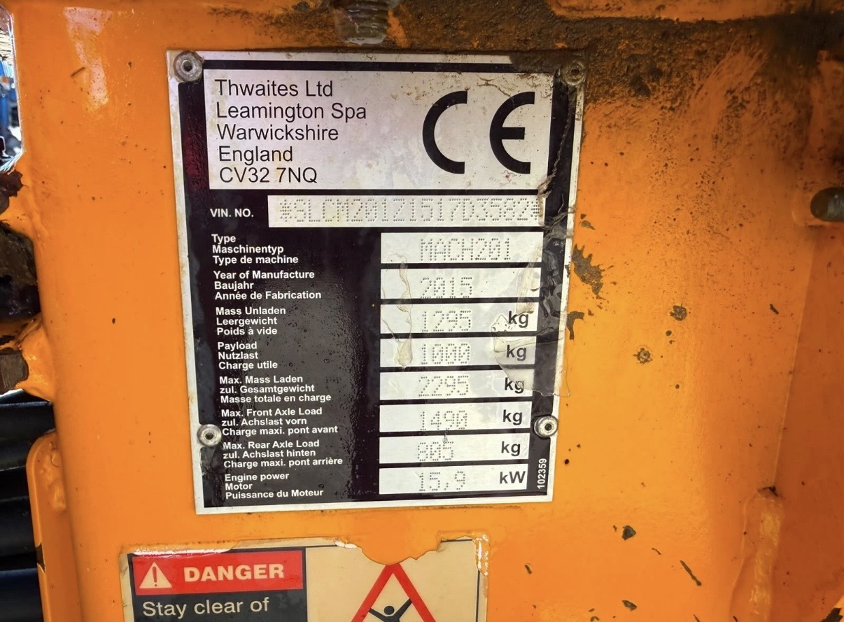THWAITES 1 TON HIGH TIP DUMPER - Image 16